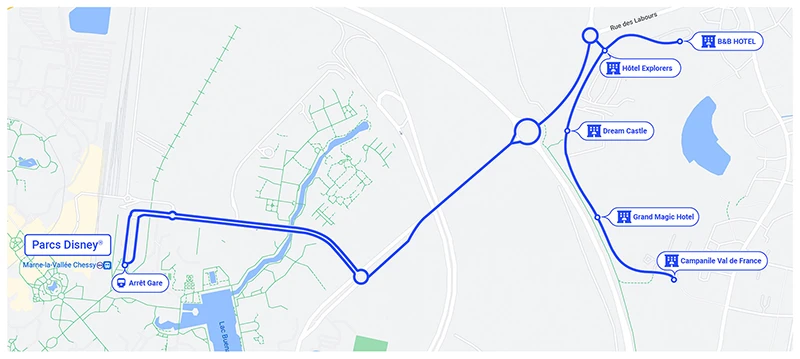 Mappa del percorso verso gli hotel partner Disney