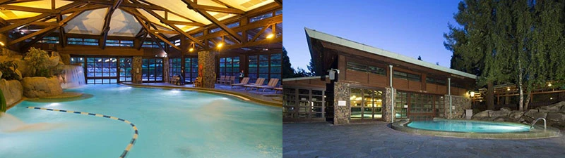 2 foto dell'enorme piscina del Sequoia Lodge Hotel